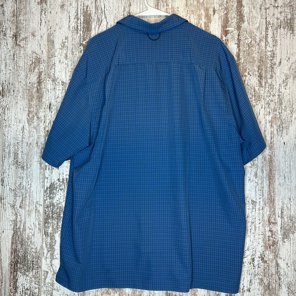 EDDIE BAUER Sport Button Up Shirt Mens XL Blue Plaid Collared Zip Pocket - Picture 2 of 3